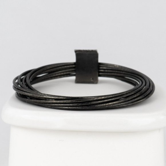 Gunmetal Connected Bangle Bracelet Hematite Color Joined Combined 8" Textured - Picture 3 of 5